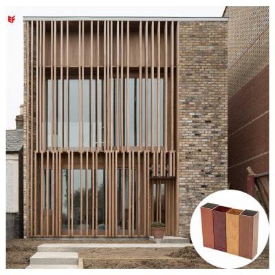 China Customization Modern Wood Grain Finish Square Profiles Rectangular Aluminum Tube Interior Wall Panel for sale