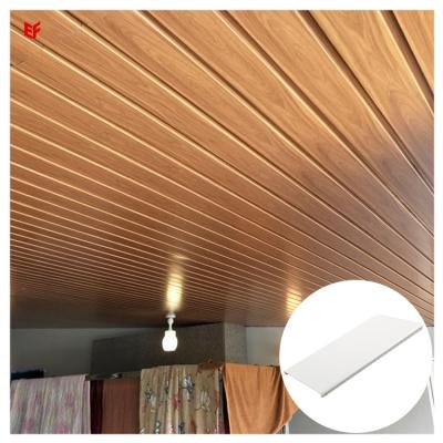 China Artistic Modern Aluminum Metal Loop Strip Slat Long Ceiling Aisle Hallway Ceilings Decorative Wood Grain Ceiling for sale