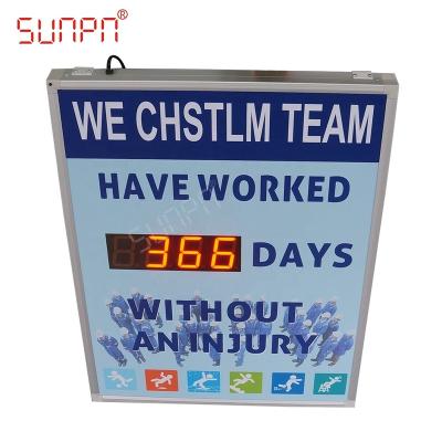 China Graphic Custom Safety Production Surveillance Sign Led Safety Scoreboard With Remote Control for sale