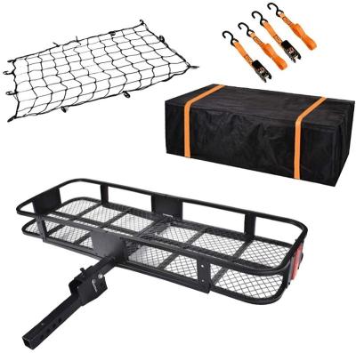 China High Load Capacity Hitch Mount Cargo Carrier - Hitch Cargo Carrier with Net, Waterproof Cargo Bag and 2 Reinforced Straps for sale