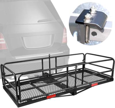 China High Load Capacity 400LBS Hitch Mount Cargo Carrier Rack Luggage Basket with Hitch Tightener for Car with 2