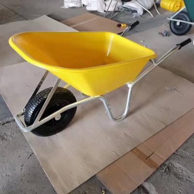 China 100L Large Capacity Durable Plastic Bucket Tray Garden Trolley Steel Wheelbarrow For European Market for sale