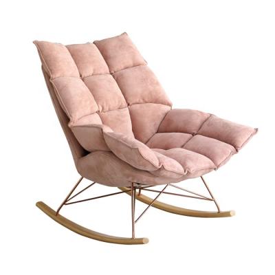 China Modern Luxury Low Style Gold Stainless Steel Leisure Chair Upholstery Fabric Wood Rocking Chair (Other) Adjustable Leisure Chair for sale