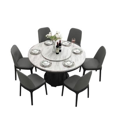 China Marble Top Oak (Other) 4 Seater 6 Seater Adjustable Round Solid Wood Dining Table With Dining Chairs for sale