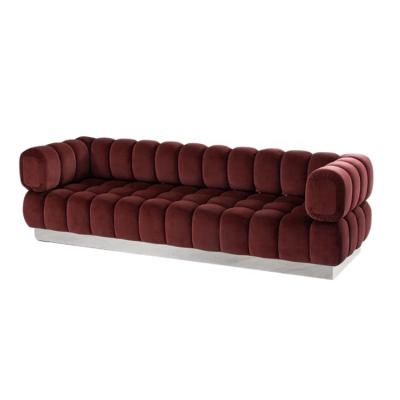 China Red High Density Single Foam Velvet Slipcovered Velvet Royal Sofa Cover With Solid Wood Legs for sale