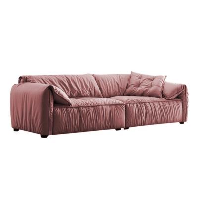 China Simple Exotic Starry Gray Leather Sofa Pink Leather Slipcovered Living Room Modular Sofa Set for sale