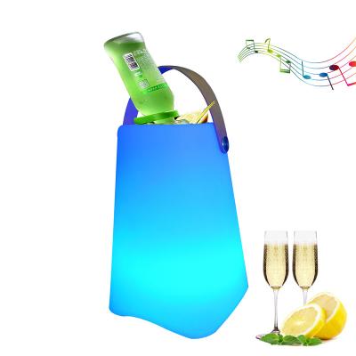 China Modern Custom Made Luminous Ice Bucket Wall pp LED Speaker Ice Bucket Double LED Champagne Cooler Wine Cooler for sale