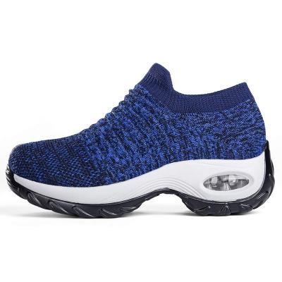 China Cushioning Womens Slip On Air Cushion Shoes Casual Walking Style Breathable Knitted Uppers for sale