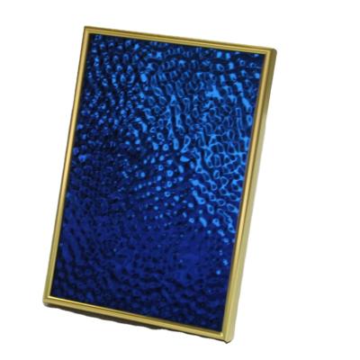 China Hotel Pvd Blue Color Stamped Stainless Steel Ripple Stamped Sheet For Wall Panel Decoration for sale