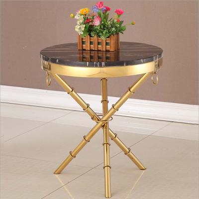 China Not Rust Gold Stainless Steel Living Room Marble Leg Coffee Table Side Table for sale