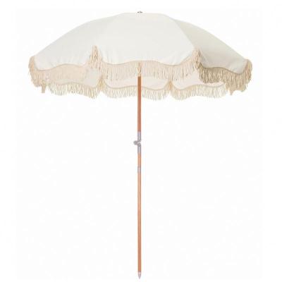 China Australia New Zealand Waterproof Factory Luxury White Beach Parasol With Tassels for sale