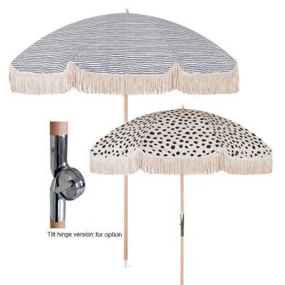 China Waterproof Fashion Printed Beach Umbrella with Outdoor Tassel Beach Umbrella Sand Anchor High Quality for sale