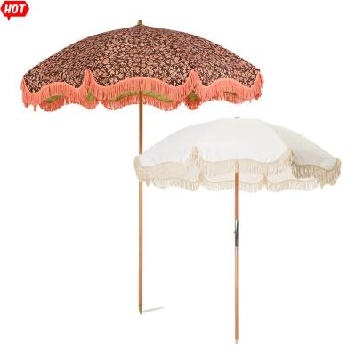 China 2022 Best Vintage White Fringe Waterproof Outdoor Patio Umbrellas With Deck Pole Tassels For Garden Pool Market Home Depot Table for sale