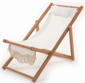 China Sling Waterproof Custom Simple Wooden Portable Beach Chairs With Tassels For Outdoor Travel Leisure Pool Camping Essential for sale