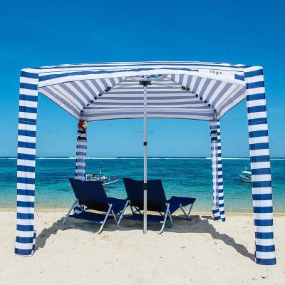 China Waterproof 6ft Premium Canvas Beach Canopy Portable Aluminum Shade Umbrella Cool Beach Hut for sale