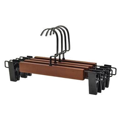 China Eco-friendly Clamp Hanger Factory Customize Wooden Hanger Kids Wooden Pants Hangers for sale