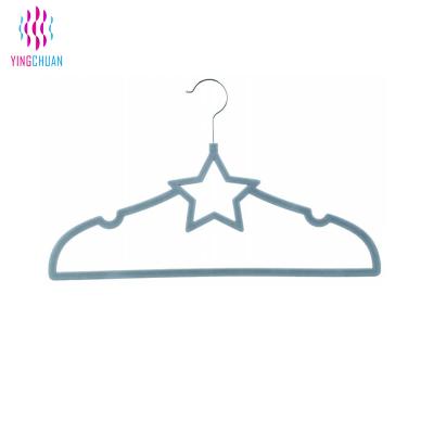 China New Design Recyclable Cartoon Clothes Hangers Velvet Baby Clothes Hanger Colorful for sale