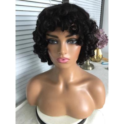 China Wig With Virgin Remy Bob Afro Curly Kinky S Bangs Factory Direct Sale Pixie Cut Weave Wig for sale