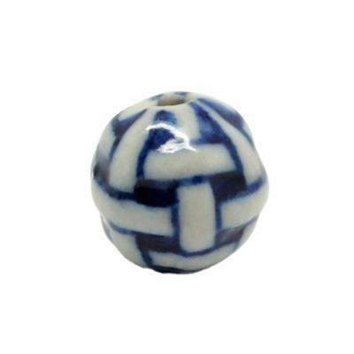 China Hot Sale 10mm Wool Ball Swirl Bracelets Designs Hand Painted Blue And White Porcelain Round Beads For DIY Jewelry Making for sale