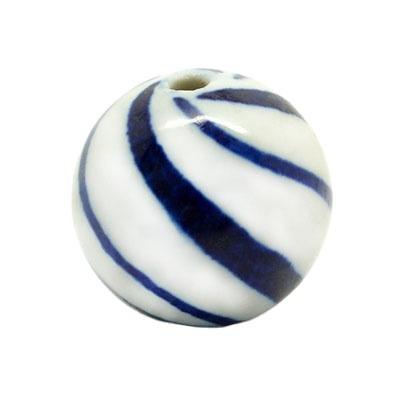 China Charms Pendants Necklaces Jewelry Making 20mm Popular Custom Designs Round Swirl Designs Porcelain Blue And White Bead For Jewelry Making for sale