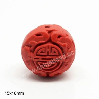 China Other Chinese Longevity Symbol Carved Red Cinnabar Beads Hand Carved Lacquer Bead for sale