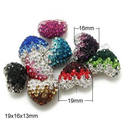 China Crystal Shiny Rhinestone Beads For Bracelet, Half Drilled Beads, Heart Shaped Matching Rhinestone Beads for sale