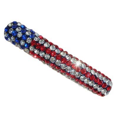 China Jewelry Making Wholesale Customized Designs Clay Pave Rhinestone American Flag Pattern Curved Tube Beads For Bracelets Neckalces Jewelry Making for sale