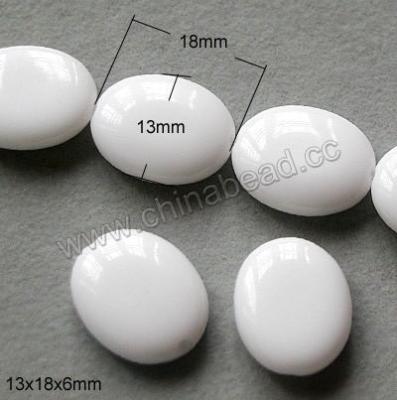 China Murano glass beads from Crystal Wholesale, flat oval white glass bead for making bracelets for sale