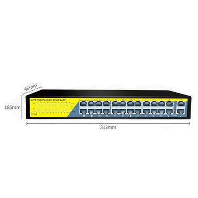 China POE Small Type - 2 10/100/1000M Uplink Port 24 Port 10/100M Network POE Switch For IP Camera for sale