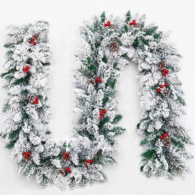 China 2.7M Indoor Flocking Flocking Christmas Wreaths Snow Garlands Artificial Christmas Decorations for sale