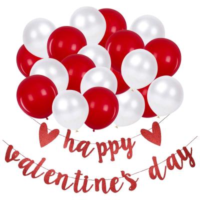 China Beautiful happy valentines day banner and red+white balloons for valentines day decorations for sale