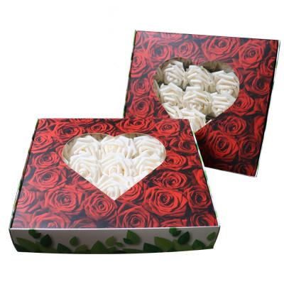 China LOVE 30 Roses in Box Corrugated PE Rose Artificial Foam Flower Mother's Day or Valentines Day Gift for sale