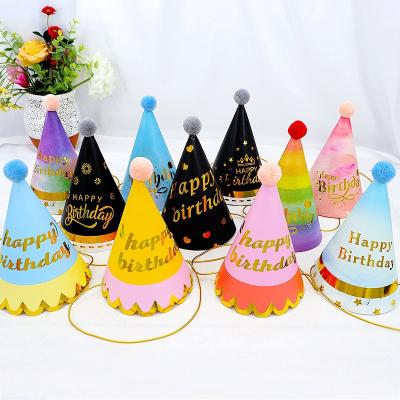 China Trendy Rainbow Hats For Birthday Party Supplies Paper Santa Hat Birthday Hat for sale