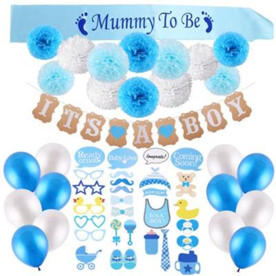 China Baby Shower Party Decoration Baby Shower Balloon Paper Flower Flag Party Supplies Baby Shower Decoration for Girl Boy for sale