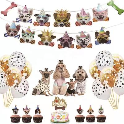 China Amazon A Set Of Dog Hats Pet Birthday Decoration Balloon Banner Cake Topper For Dog Birthday Party Supplies for sale