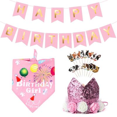 China Pet Birthday Props Dog Triangle Crown Hat Party Banner Flag for Pet Birthday Party Decoration for sale