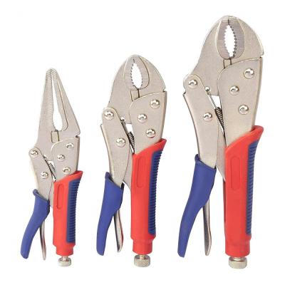 China Clamp 10-inch Curved Jaw, 7-inch Curved Straight Jaw Pliers Set and 6-1/2-inch Jaw Lock 3pcs for sale