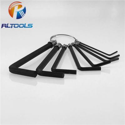 China Universal Carbon Steel 8pcs Black Finish Key Chain Allen Wrench Set for sale