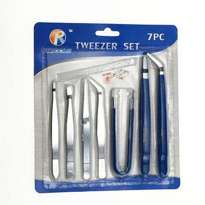 China Wholesale High Quality Eyebrow China Manufacturer Precision 7PC Tweezers Set for sale