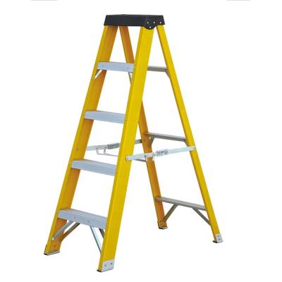 China High quality yellow folding ladders EN131and GS safety standard fiberglass folding ladder with sllip-resistant rungs for sale