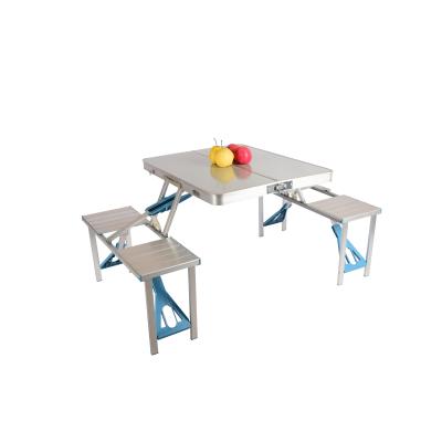 China Easy Cloth Table Top Picnic Table With 4 Chairs Outdoor Aluminum Plastic Folding Portable Dining Table for sale