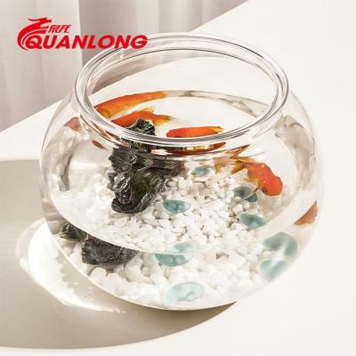 China Viable Round Plastic Small Fish Bowl Gold Small Fish Tank for sale