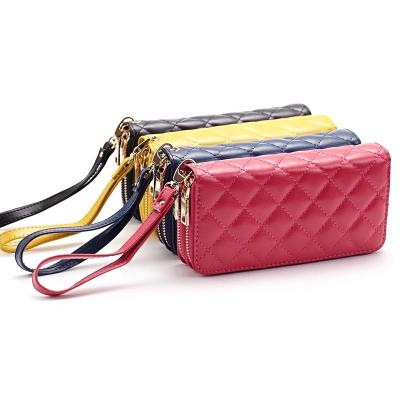 China Others 2022 Women's Wallets Wholesale Ladies Double Wallet High Quality Zipper Phone Clutch Leather Long Purse Wallets for sale