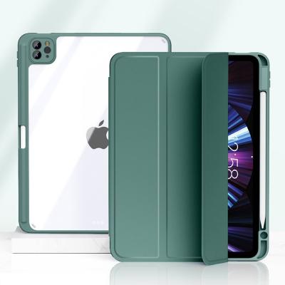 China New Stand Auto-sleep Magnetic Function 2022 Smart Magnetic Acrylic Transparent Tablet Case For iPad Air 4 Apple Air5 iPad Air 5 Case With Right Case Pen Holder for sale