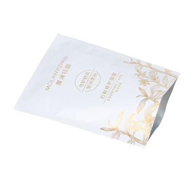 China Facial Mask Bag Customized Printing Design 3 Side Seal Aluminum Foil Bag Customized Pure Aluminum Cosmetic Sample Eye Mask Bag for sale