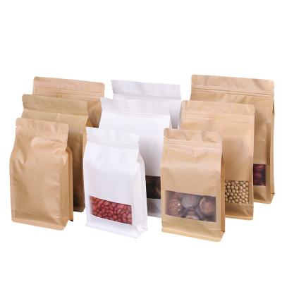 China Factory Wholesale Price kraft paper square bottom zipper bag for sale