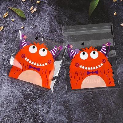 China Halloween Cookie Packaging Bag Pumpkin Party Ghost Candy Packaging Baking Self-Adhesive Bag for sale