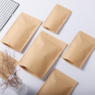 China customized Biodegradable Kraft Paper Zip Lock Bag In Stock Kraft Paper Bag With Window For Food for sale