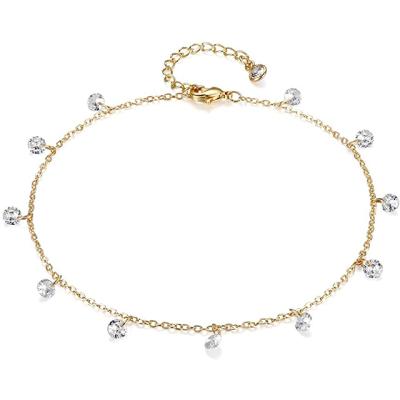 China Wholesale Gold Tasty Ankle Chain Bracelet BOHEMIA Fashion Zirconia White Boho Anklets For Women for sale