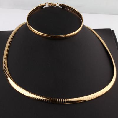 China Hiphop low MOQ fashion gold stainless steel simple circle hip-hop chain bracelet and necklace for woman for sale